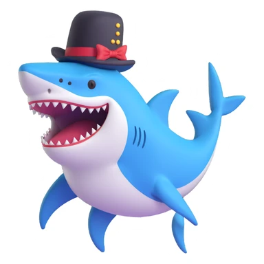 shark wearing a top hat sticker