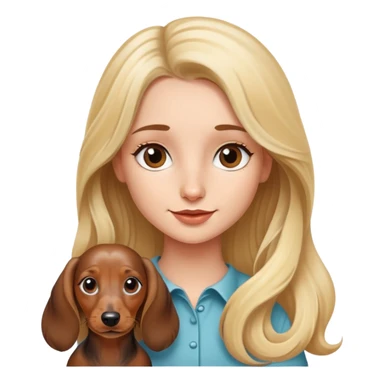 Blonde girl with brown Merle long hair dachshund  sticker
