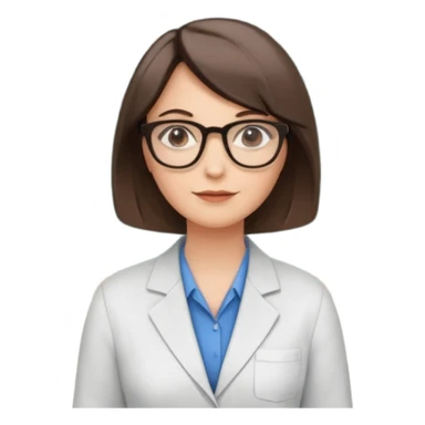 40 year old female with a bob, work as a professor, in the middle of a workshop, in front of a white board with figures and diagrams sticker