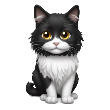 black and white cat long haired sticker
