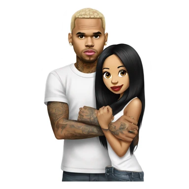 Hyper Realistic Chris Brown and beautiful Karruche Tran  sticker