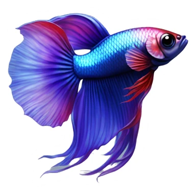 Pretty iridescent long fin betta fish realistic blue purple red sticker