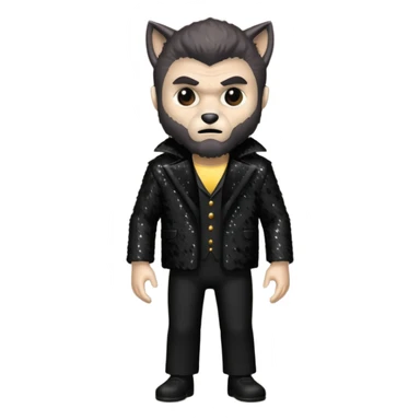 The Wolf Man from Universal Monsters with dark brown fur, black sequin outfit sticker