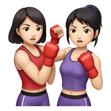 two asian women kicking and fighting each other sticker
