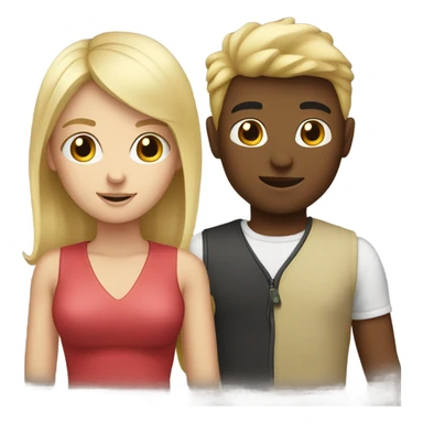 Blonde boy with brunette girl sticker