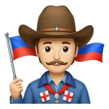 Cowboy emoji with a Russian flag sticker