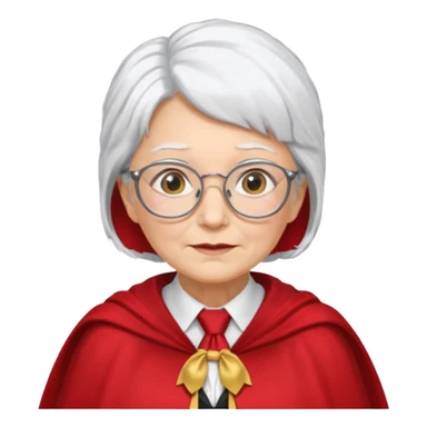An older woman with glasses and white hair, in a red tie and cape (might resemble Professor McGonagall). sticker