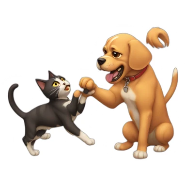 Cat fight a dog sticker
