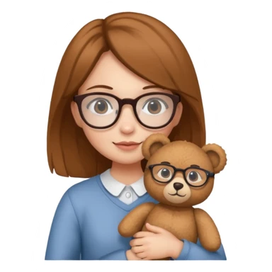  girl with single teddy bear she is wearing glasses sticker