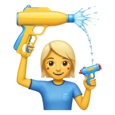 emoji smiling holding water gun to head sticker