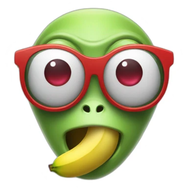 Alien with banana and red glasses sticker