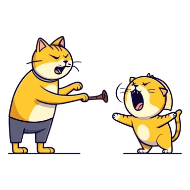 golden cat ￼ yelling at old blind man ￼ sticker