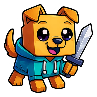 Extract every character from the picture. character including the clothes and accessories they are wearing, and place on a transparent background. Keep the original style and appearance exactly the same. and separately give me the each character picture. There is 3 character in this image. there is two dog

 sticker