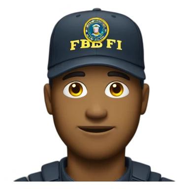 man with yellow "FBI" letters on his cap sticker
