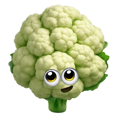 cauliflower looks into the mirror with big eyes sticker