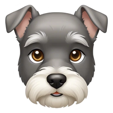 Cinematic Noble Miniature Schnauzer Portrait Emoji, Standing with a proud and stately demeanor, showcasing a sharply defined, salt-and-pepper fur with distinguished eyebrows and a confident, alert expression, simplified yet exquisitely detailed, glowing with a refined, dignified radiance, high shine, exuding intelligence and classic noble charm, soft glowing outline, capturing the essence of a noble Miniature Schnauzer that commands attention with effortless style! sticker