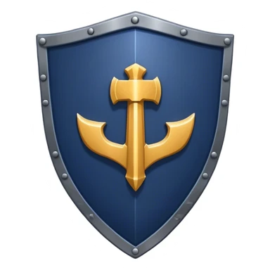 a navy blue shield with a large iron gauntlet crossing in front sticker
