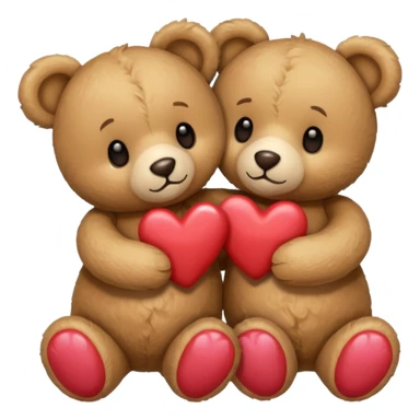 Teddy hugging another teddy with hearts sticker