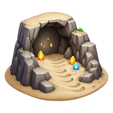 generate realistic detailed cave in 3d style with sand  sticker