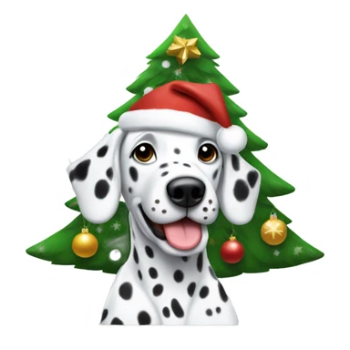 Dalmatian near Christmas tree sticker