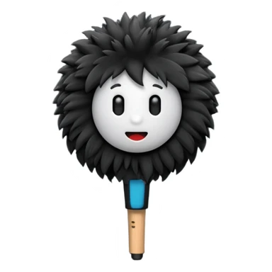 boom fluffy microphone with stick sticker