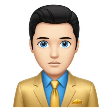 Elvis Presley with Blue eyes, black hair, gold suit sticker
