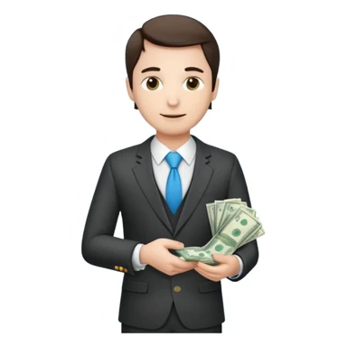 CEO with money in his hands donating to a hospital sticker