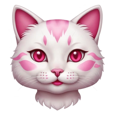 Cute cat with pink makeup, red lips shows pink painted nails sticker
