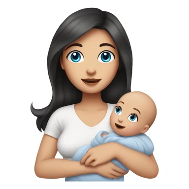 mom holding newborn baby girl with blue eyes and white skin baby dark hair white skin newborn little baby girl pink sticker