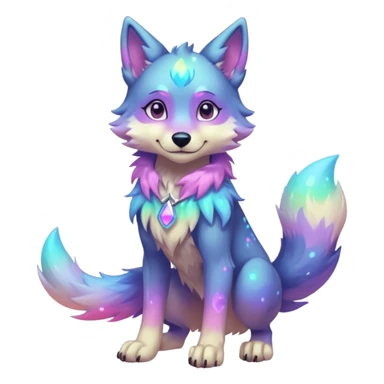 anthropomorphic anthro kawaii cute colorful shiny pastel nebula furry wolf-fursona furry  (2 legs, 2 arms) (full body) (shoulder bust) (half body) sticker