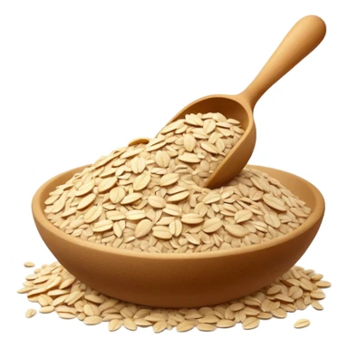 soft mound or light scatter of fine pale beige oat flour with powdery matte texture and a few rolled oats subtly blended into the surface, no bowl scoop or packaging, apple emoji style, soft lighting, subtle shadows, transparent background, emoji scale sticker
