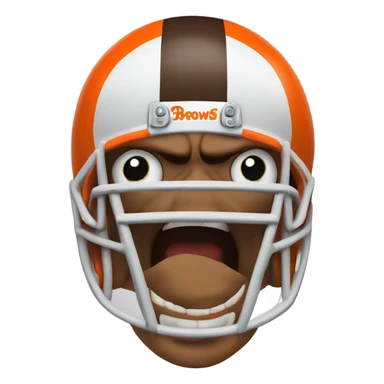 Angry skull wearing Cleveland Browns orange football helmet  sticker