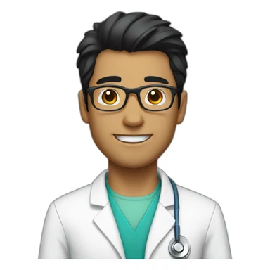 Male doctor glasses black hair sticker