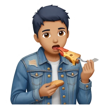 Eating a Jean jacket sticker