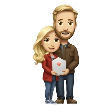 White man with beard proposes to girlfriend  sticker