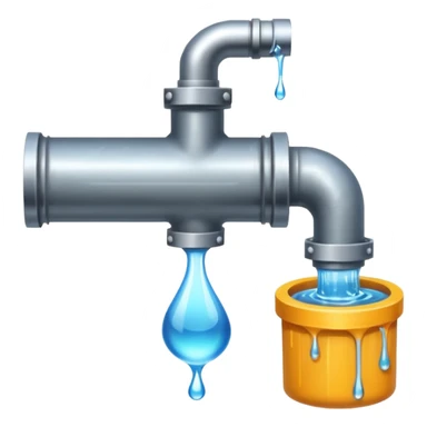 sewer steel shiny pipe with leaking water  sticker