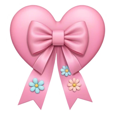 Heart and flowers bow pink pastel color  sticker