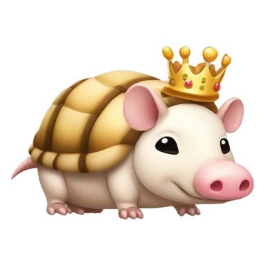  Beige piebald chubby round armadillo pig panda centipede armadillo wearing a crown sticker