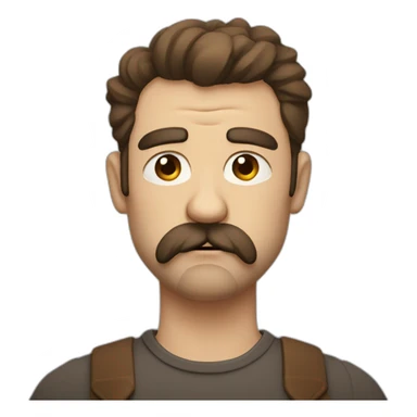 Grumpy man with brown hair and stache/beard but separated sticker