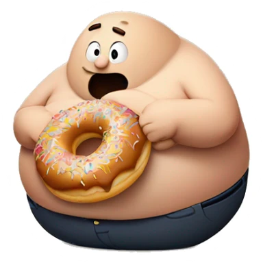 fat man balancing a donut on his stomach sticker
