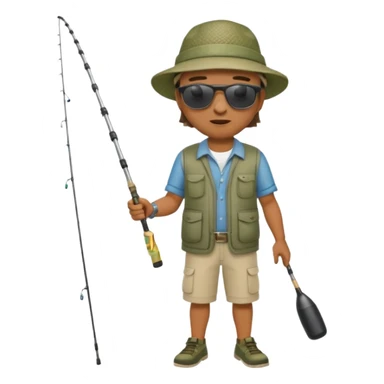 Man in motion casting a fishing rod full body sticker