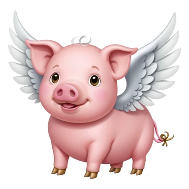 A Pig what can fly with a big white wings sticker
