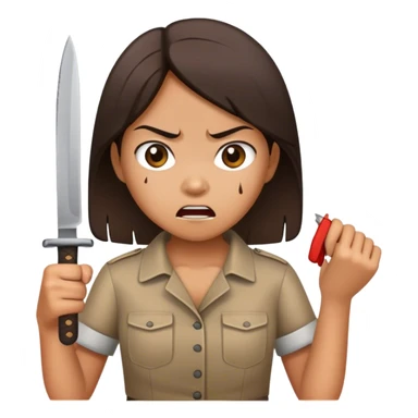 angry filipina girl holding knife sticker