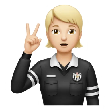 blonde football referee calling time out with hands and whistle making t gesture with hands sticker