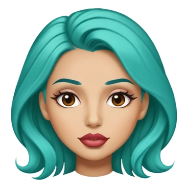 woman with big lips, long eyelashes, teal hair sticker