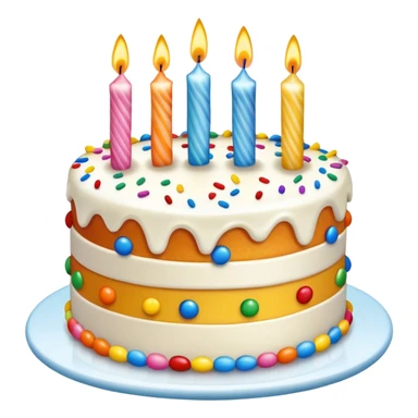 colorful birthday cake with lit candles and decorations sticker