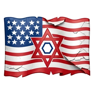United States flag with a swastika symbol and star of david symbol on the flag sticker