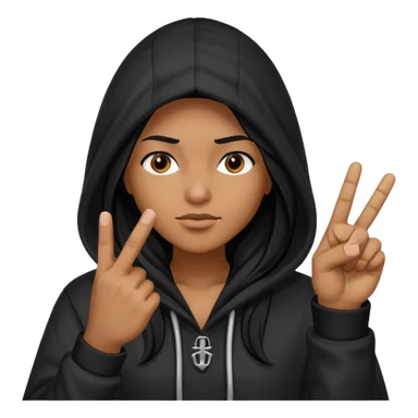 Moreno greñudo con capucha cuba la cara para el dedo del medio sticker