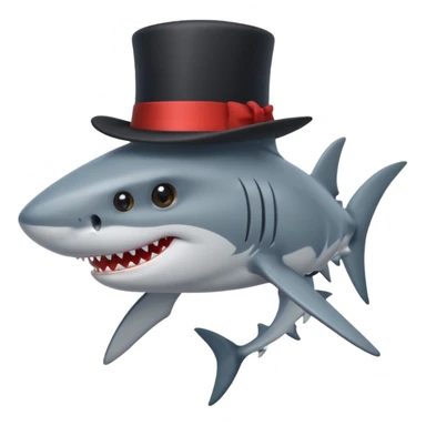 Shark with a top hat sticker
