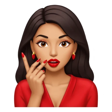 Big lips long nails bestie circle head biting her 1 nail sticker